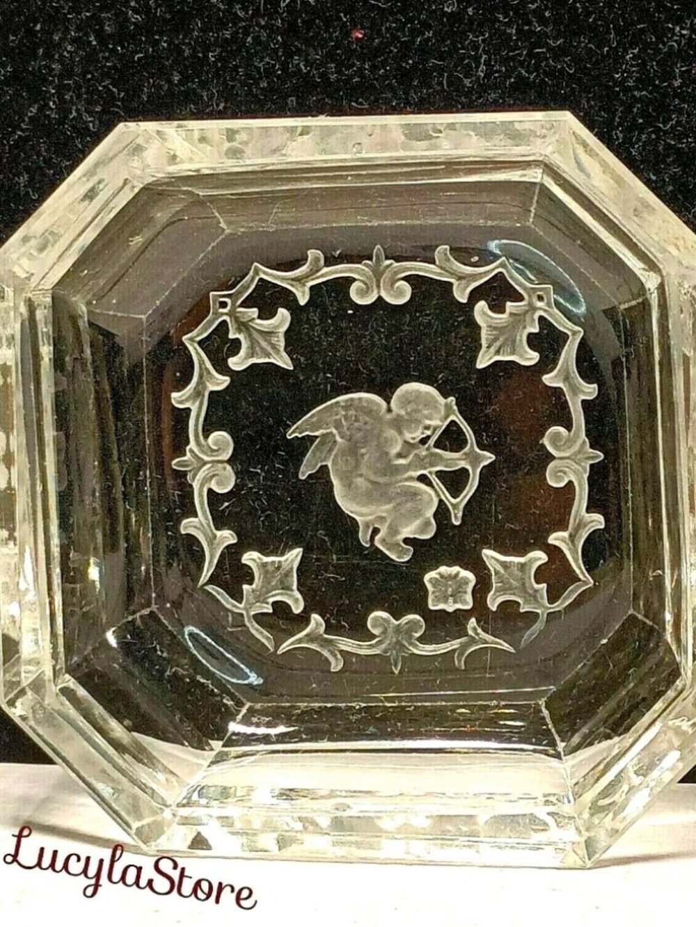 1920s Antique Hoffman & Schlevogt Crystal Trinket Dish Art Deco